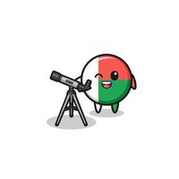 madagascar flag astronomer mascot with a modern telescope vector