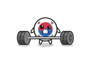 cartoon of south korea flag lifting a barbell vector