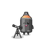 mascota de astrónomo de pintura en aerosol con un telescopio moderno vector