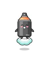 cute spray paint illustration riding a floating cloud vector