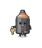 cute spray paint as a real estate agent mascot vector