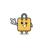 shopping bag mascot pointing top left vector