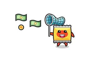 illustration of the snack catching flying money vector