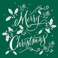 Merry Christmas placement print on green vector