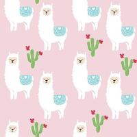 llama seamless pattern on pink vector