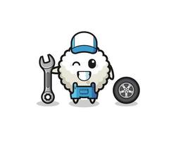 the rice ball character as a mechanic mascot vector