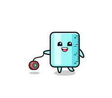 cartoon of cute ruler playing a yoyo vector