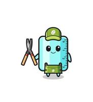 cute ruler as gardener mascot vector