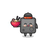 safe box as Chinese chef mascot holding a noodle bowl vector