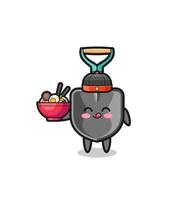 shovel as Chinese chef mascot holding a noodle bowl vector