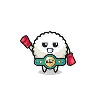 rice ball boxer mascot character vector