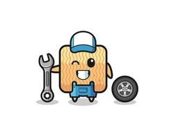 the raw instant noodle character as a mechanic mascot vector