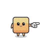 raw instant noodle mascot with pointing right gesture vector