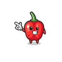 red bell pepper mascot pointing top left vector