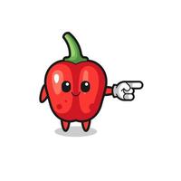 red bell pepper mascot with pointing right gesture vector