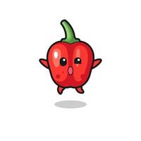 red bell pepper character is jumping gesture vector