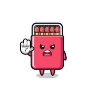 matches box character doing stop gesture vector