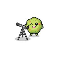 puke astronomer mascot with a modern telescope vector