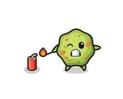 puke mascot illustration playing firecracker vector