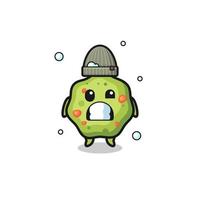 cute cartoon puke with shivering expression vector