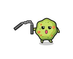 cartoon of puke using nunchaku vector