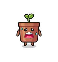 the fatigue cartoon of plant pot vector