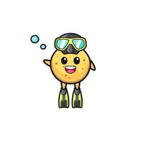 the potato chip diver cartoon character vector