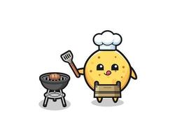 potato chip barbeque chef with a grill vector