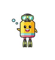 the pencil diver cartoon character vector