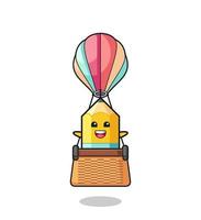 pencil mascot riding a hot air balloon vector