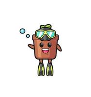 the plant pot diver cartoon character vector