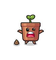 plant pot earth surprised to meet poop vector