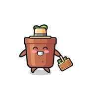 plant pot herbalist character searching a herbal vector