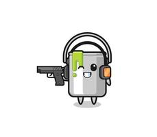 illustration of paint tin cartoon doing shooting range vector