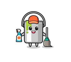 cute paint tin character as cleaning services mascot vector