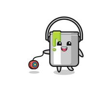 cartoon of cute paint tin playing a yoyo vector