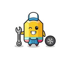 the pencil character as a mechanic mascot vector