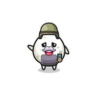 cute onigiri as veteran cartoon vector