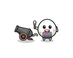 cute onigiri shoot using cannon vector