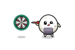 cute onigiri is playing dart vector