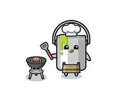 paint tin barbeque chef with a grill vector