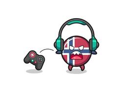 norway flag gamer mascot is angry vector