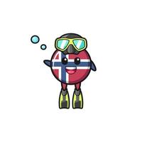 the norway flag diver cartoon character vector