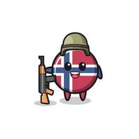 cute norway flag mascot as a soldier vector