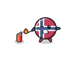 norway flag mascot illustration playing firecracker vector