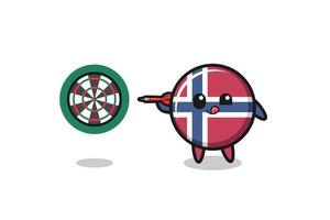 cute norway flag is playing dart vector