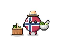 norway flag herbalist cute cartoon vector