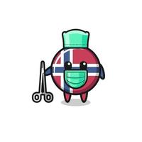 cirujano noruega bandera mascota personaje vector