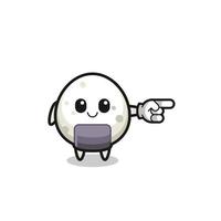 onigiri mascot with pointing right gesture vector