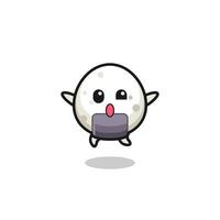 onigiri character is jumping gesture vector